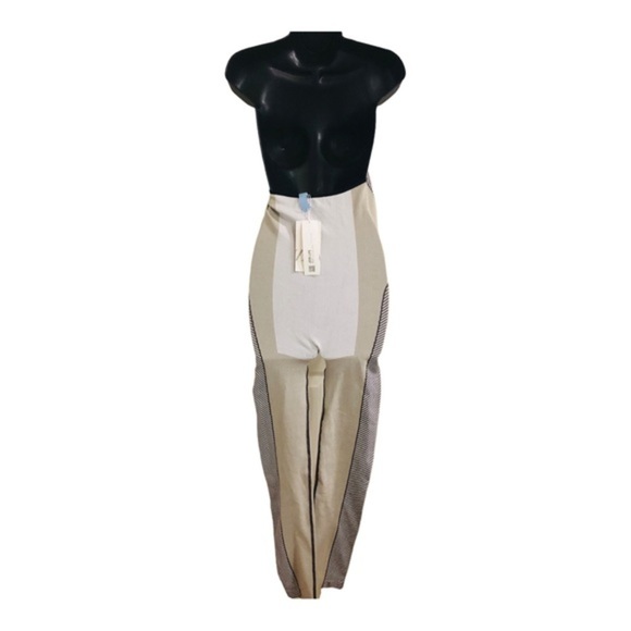 Zara contour‎ collection gray colorblock open back halter stretch jumpsuit M/L - Picture 5 of 14